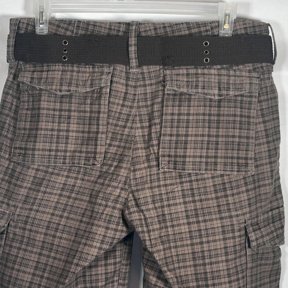Urban Pipeline Y2K Skater Shorts Cargo Mens 100% Cotton Baggy Plaid Belt Size 34 - Picture 6 of 13